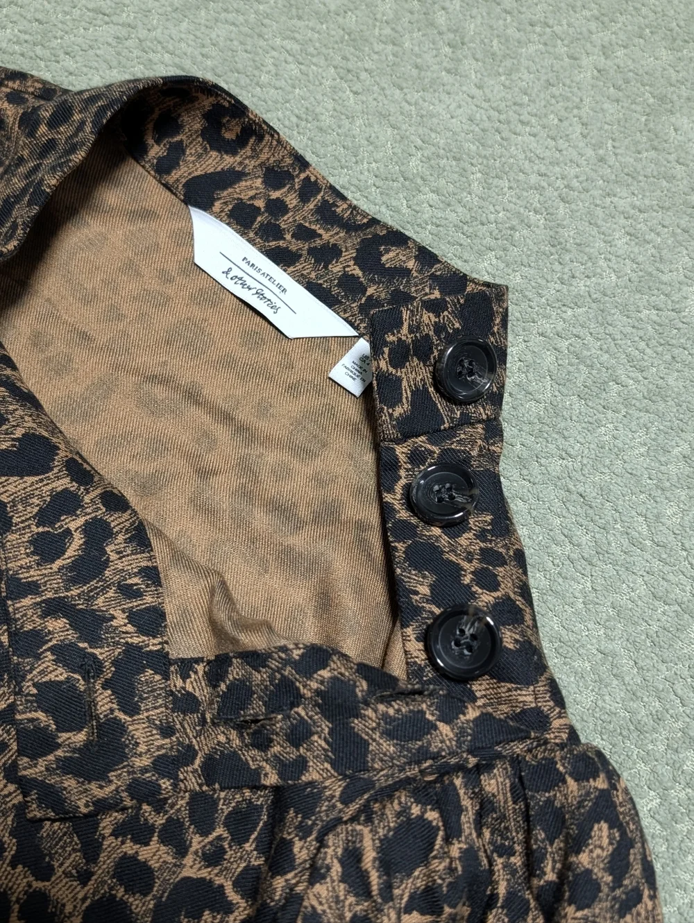 & Other Stories Leopard Print Mini Dress Size 4 Puff Sleeve High Neck - Picture 13 of 14